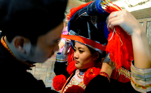 Beautiful brides of the Red Dao ethnic people